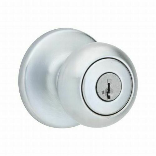Kwikset 400CV-26DSV1 Cove Entry Door Lock with New Chassis SmartKey with 6AL Latch and RCS Strike Satin Chrome Finish